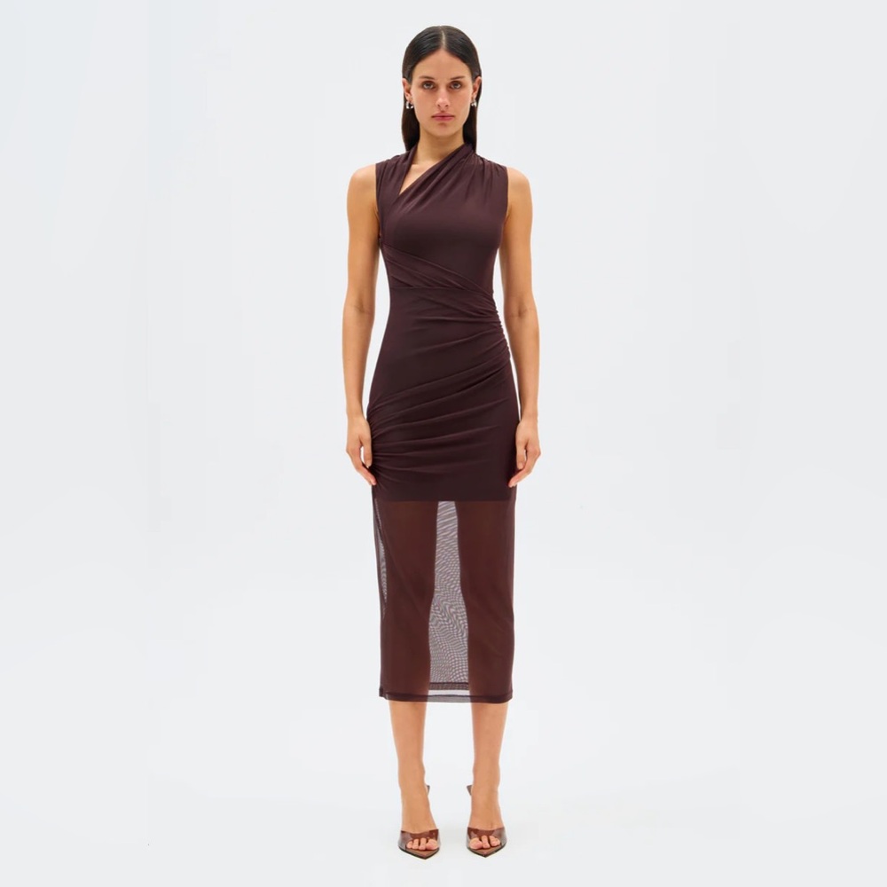 Misha brown midi dress sz M NWT